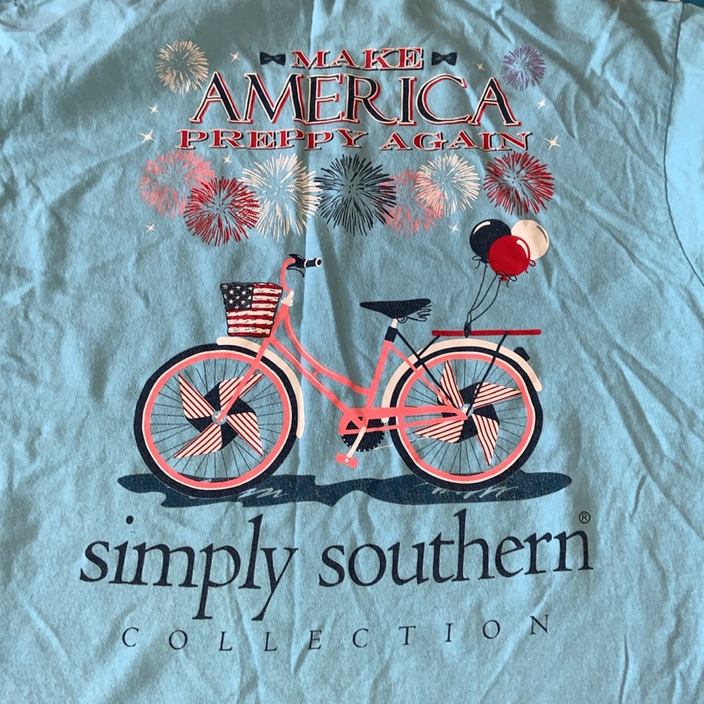 SIMPLY SOUTHERN MAKE AMERICA PREPPY AGAIN rare USA SHIRT XL unisex 4th of JULY